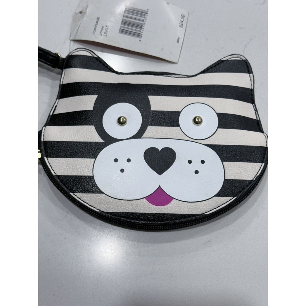 Luv Betsey Johnson Dog Wristlet Coin Purse Wallet Striped Kitsch NWT
